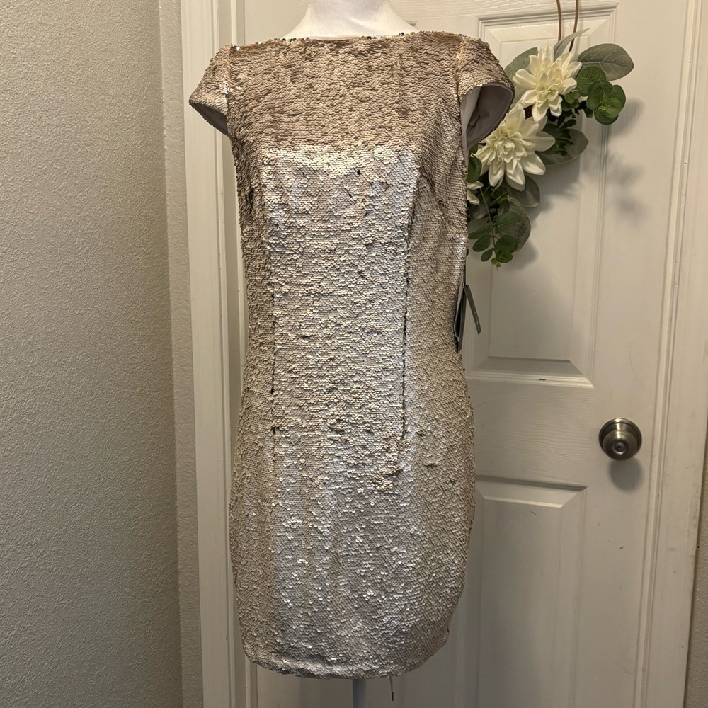 NWT Adrianna Papell Two Tone Sequin Dress